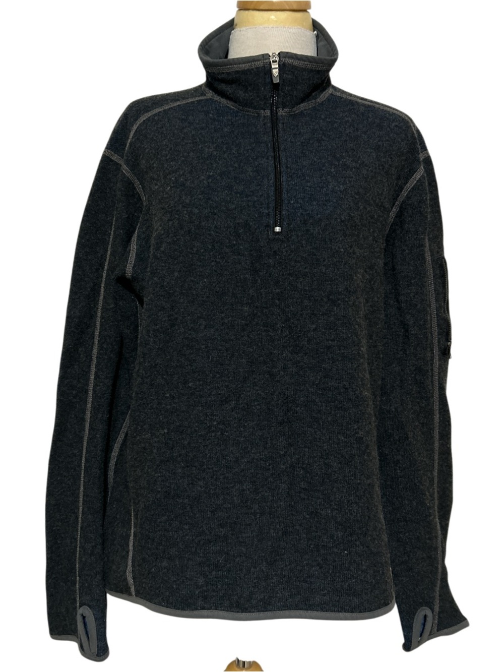 Kuhl Mens CHIANTI FLEECE Quarter Zip Size Medium Blue/Grey